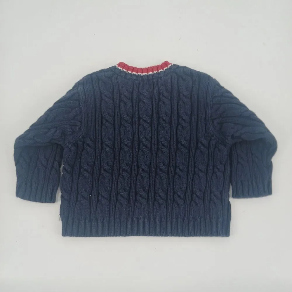 Baby kids vintage GAP size 9-12 months navy blue cable knit pullover sweater